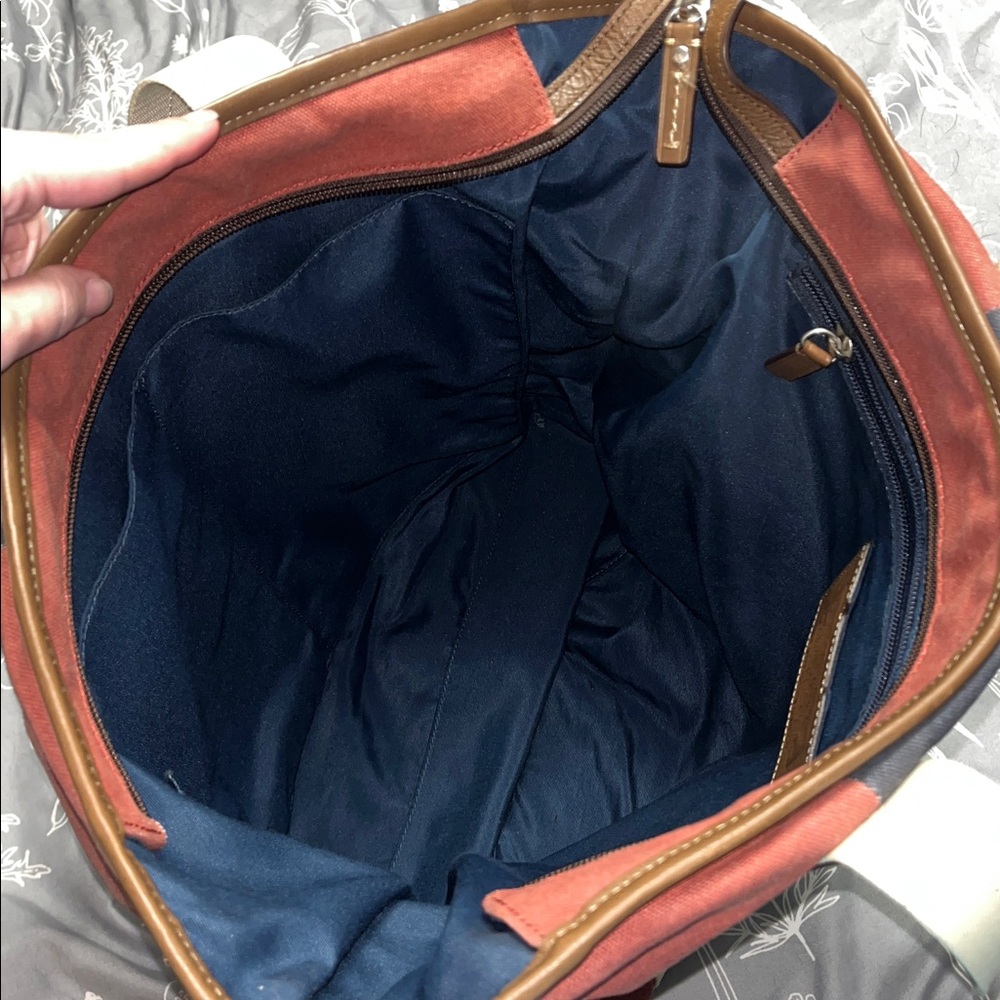 Coach Heritage Web Canvas Pieced Stripe tote bag in canvas with leather trim - Picture 6 of 11